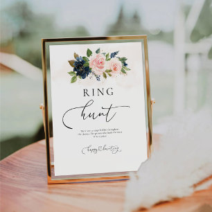 Marine & Blush Roze Bloem Ring Jacht Bord Reclamebord Met Voetstuk