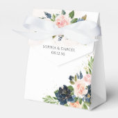Marine & Blush Roze Bloemen Bruiloft Favor Box Bedankdoosjes (Voorkant Zijde)