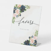 Marine & Blush Roze Bloemen gunsten teken Reclamebord Met Voetstuk (Voorkant)