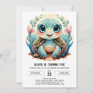 Marine Bohemian Children's Turtle Boy Verjaardag Kaart