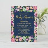 Marine Boho Fleurs Floral Baby Shower Invitations (Debout devant)