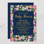 Marine Boho Fleurs Floral Baby Shower Invitations (Devant / Derrière)