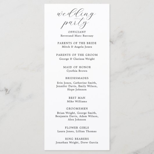 Marine Bourgondië Floral Wedding Ceremony Programm Programma (Achterkant)