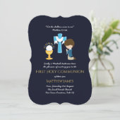 Marine BOYS First Holy Communion Invitations (Debout devant)