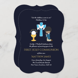 Marine BOYS First Holy Communion Invitations
