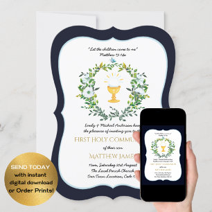 Marine BOYS First Holy Communion Invitations