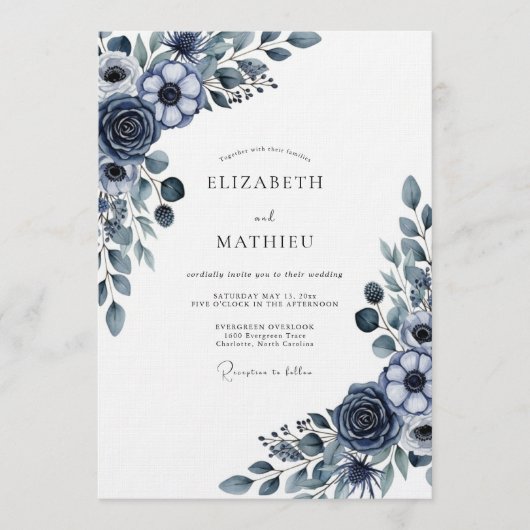 Marine Bruiloem met Bloemen Kaart (Voorkant)