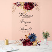 Marine Burgundy Automne Aquarelle Florale (Mariage)