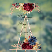 Marine Burgundy Automne Aquarelle Florale (Neutre)