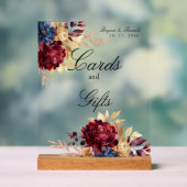 Marine Burgundy Automne Aquarelle Florale (Neutre)