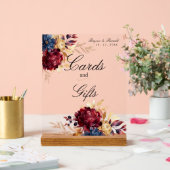 Marine Burgundy Automne Aquarelle Florale (Mariage)