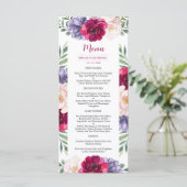 Marine Burgundy Blush Floral Mariage Menu (Debout devant)
