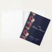 Marine Burgundy Merlot Floral Mariage (Devant avec enveloppe)
