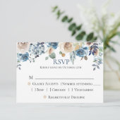 Marine Champagne bleu Mariage floral RSVP (Debout devant)