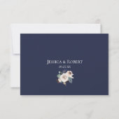 Marine Champagne bleu Mariage floral RSVP (Dos)