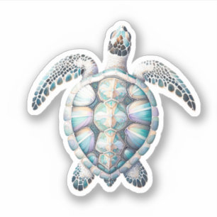 Marine Charm Stickers Waterverf Zee Schildpad