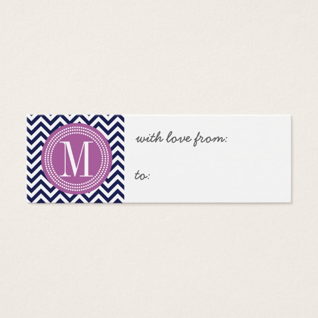 Marine Chevron Zigzag Monogramme personnalisé (Devant)