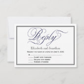 Marine Chic Calligrafie Script Trouwantwoordkaart RSVP Kaartje (Voorkant)