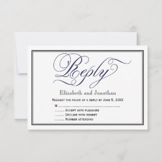 Marine Chic Calligrafie Script Trouwantwoordkaart RSVP Kaartje