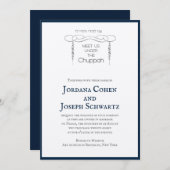 Marine Chuppah Feuille juif Faire-part de mariage (Devant / Derrière)