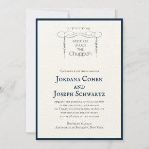 Marine Chuppah Feuille juif Faire-part de mariage