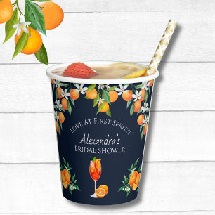 Marine Citrus Liefde Op Het Eerste Bruisende Bruid Papieren Bekers