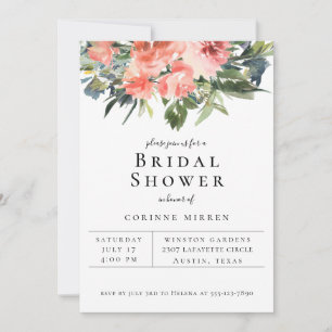 Marine Coral Floral Bridal Show Invitation