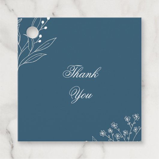 Marine Corner Floral Boho Bruiloft Bedankjes Labels (Voorkant)
