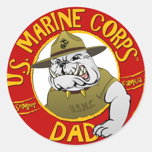 Marine Corp Dad Ronde Sticker (Voorkant)