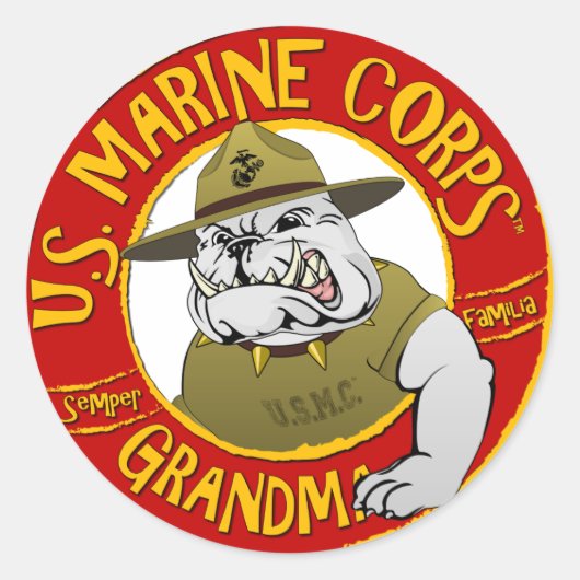 Marine Corp Oma Ronde Sticker (Voorkant)