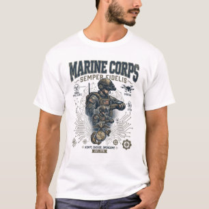 Marine Corps Cyber Signaal Intelligentie Tech Here T-shirt