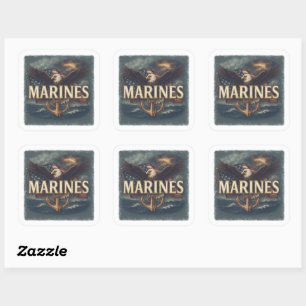 Marine Corps Veteraan Logo Embleem Vierkante Sticker