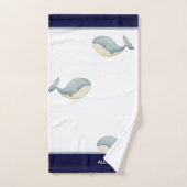 Marine côtière marine bleu gris blanc baleine (Serviette à main)