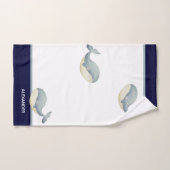 Marine côtière marine bleu gris blanc baleine (Serviette à main)