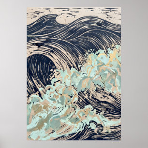 Marine Crème Oceaangolf Poster