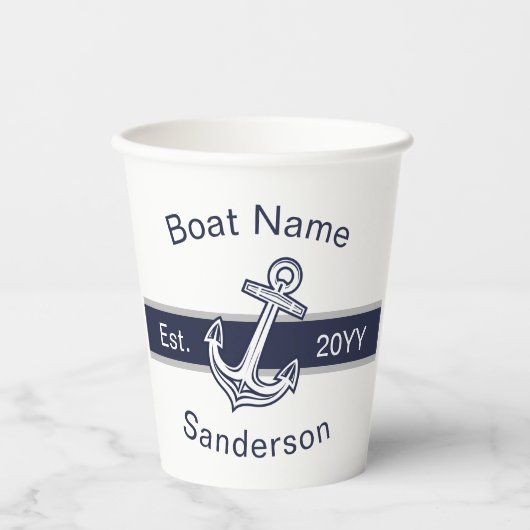 Marine Custom Nautical Anchor Ocean Navy Blue Papieren Bekers (Voorkant)