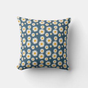 Marine Daisy Floral Bohemian Botanische Patroon Kussen