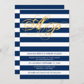 Marine de bleu de modèle de faire-part de mariage (Devant / Derrière)