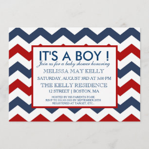 Marine de Chevron et invitation nautique rouge de