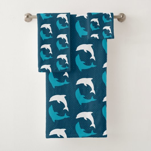 Marine Dolphin Pattern Bad Handdoek (Insitu)