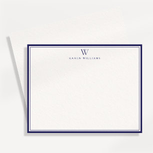 Marine dubbele rand monogram off-white notitiekaar kaart