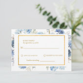 Marine Dusty Blue Floral Spring Bloom Wedding RSVP (Debout devant)