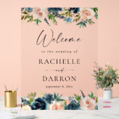 Marine, Dusty Blue & Rose Floral Mariage Bienvenue (Mariage)