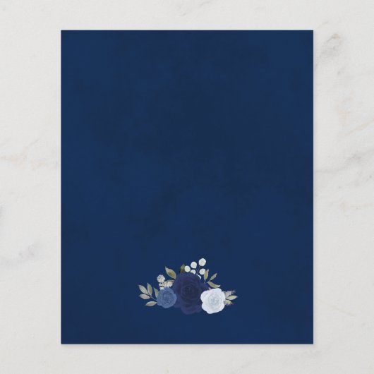 Marine & Dusty Blue Roses Budget Mariage Menu (Dos)