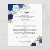 Marine & Dusty Blue Roses Budget Mariage Menu (Devant)
