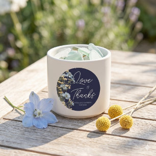 Marine Elegante Bloemige Trouw  Ronde Sticker