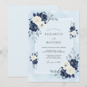 Marine Elegante Winterhuwelijk Kaart (Voorkant / Achterkant)