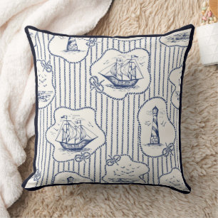 Marine Element Ship Knots Marine Stripe Lighthouse Kussen