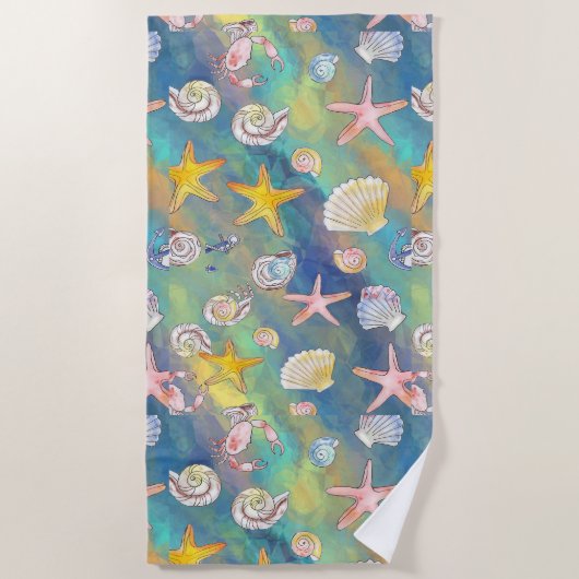 Marine Element Starfish Shellfish Call of the Zee Strandlaken (Voorkant)