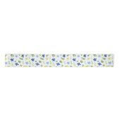 Marine en Baby Blauwe Bloemen met Bladerpatroon Lint (Voorkant)
